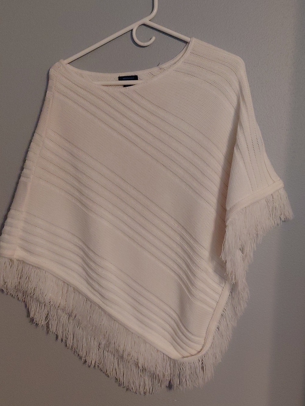 Westbound Cream Fringe Knit Poncho